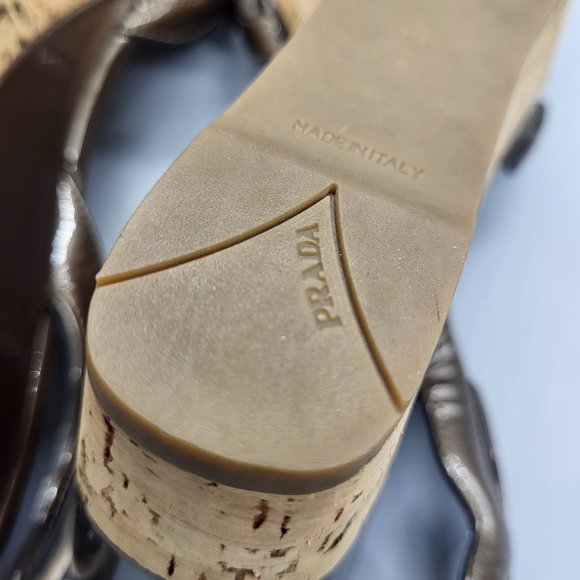 Prada Patent Leather Wedge Sandals - Picture 9 of 16
